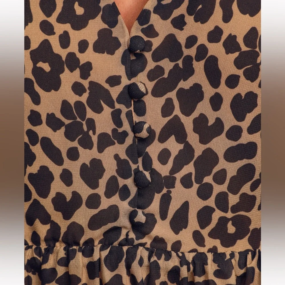 Lulu’s Black Leopard Babydoll Dress - Picture 3 of 6